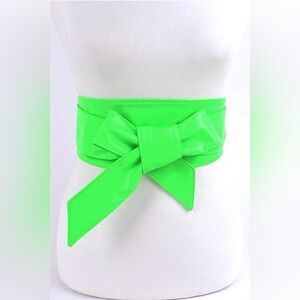 Women’s Neon Vegan Leather Wide Waist Cinch Obi Statement Belt